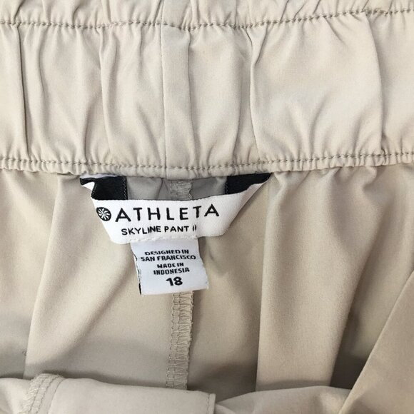Athleta Skyline Pant II Pants Women's 18 Paperbag Waist Belted Beige High Rise - Picture 6 of 8